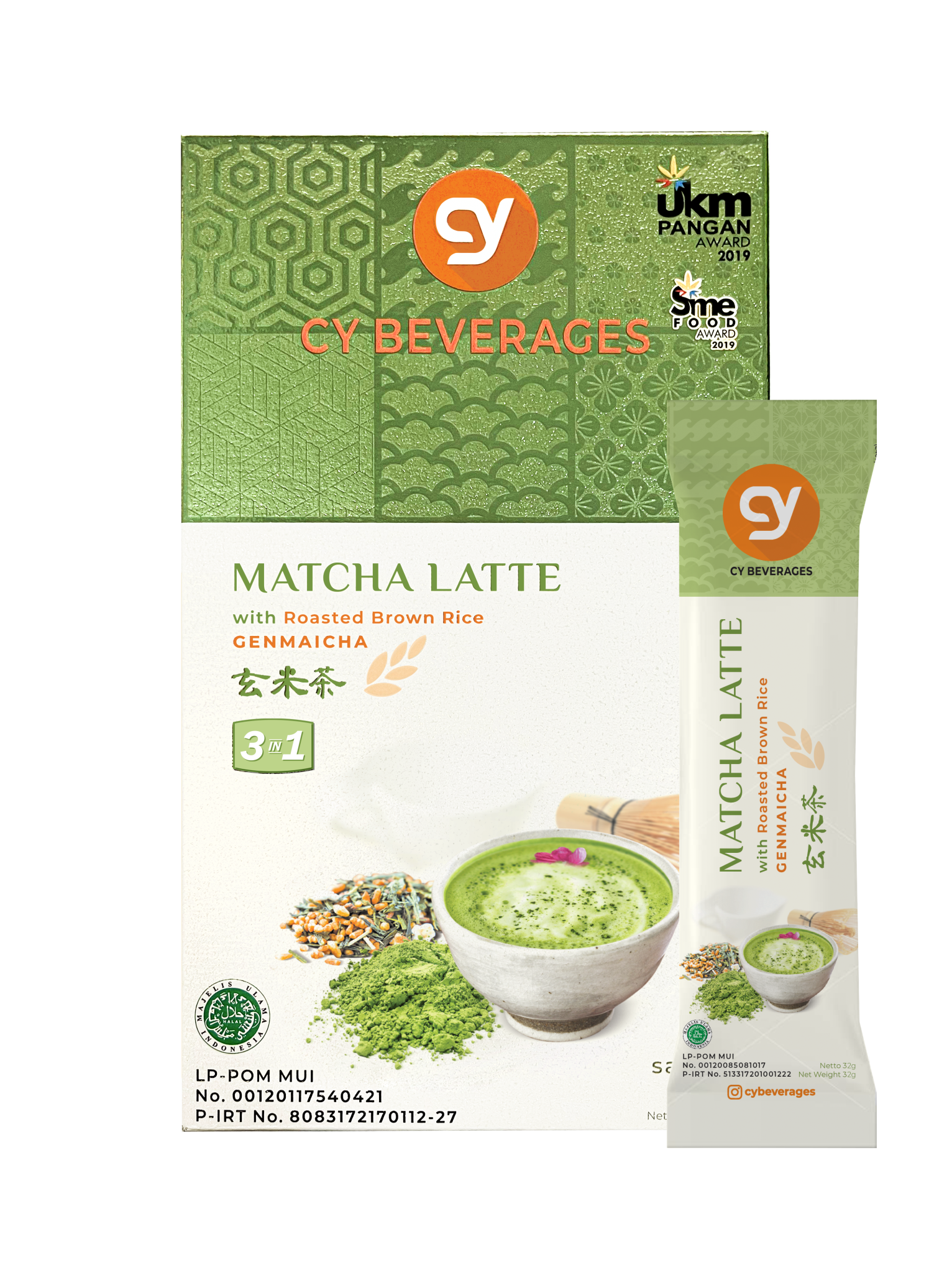 CY Matcha Latte with Roasted Brown Rice (Genmaicha Latte)